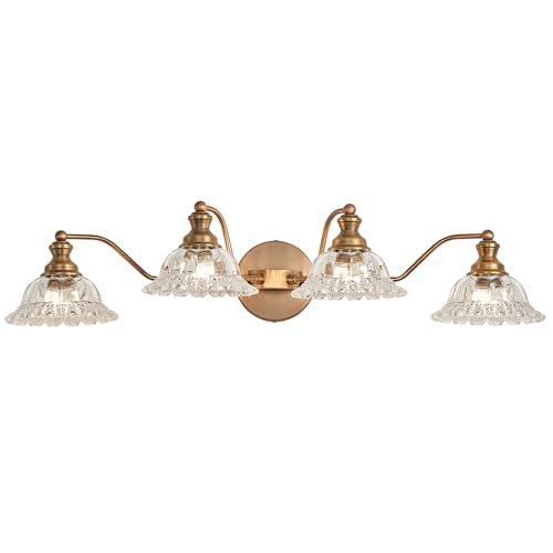 Image of XIEDUN Brass 4 Light Vanity Lights for Bathroom Vanity Light Fixtures Bathroom Light Fixture
