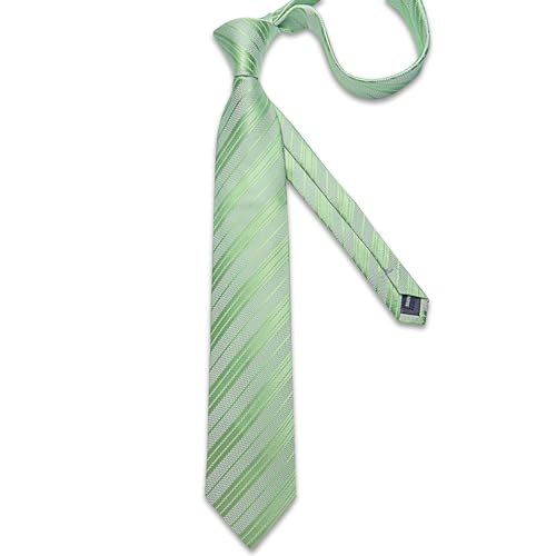 Image of DiBanGu Striped Tie Set for Men Silk Woven Plaid Necktie and Pocket Square Cufflinks Business Wedding
