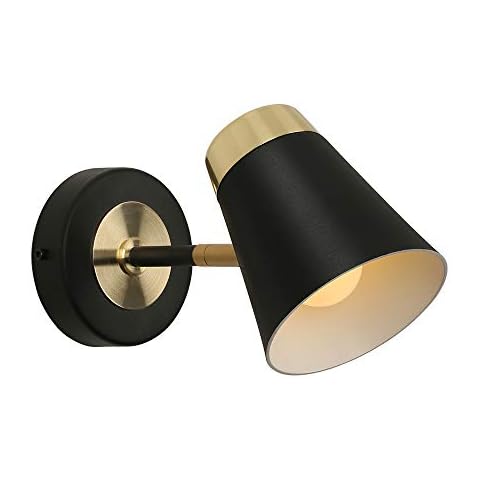 Aisilan LED Adjustable Wall Lamp, Vintage E14 5W Wall Spotlight, Brushed Black and Gold Modern Aluminum Wall Light, 220V Warm White 3000K Bedside Reading, for Bedroom Living Room Stairway Corridor Cover