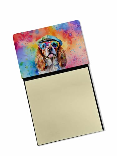 Caroline's Treasures Cavalier Spaniel Hippie Dawg Sticky Note Holder Refillable Dispenser Self-Sticky Note Pads, Memo Pads Blank Desk Accessories