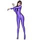 LEOHEX Satin Spandex Catsuit Glänzender Ganzkörper Damenkostüm Ohne Kapuze Ganzanzug Zentai Overalls Stretch Bodystocking(L,Violett)