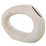 Marron clair DRW Vase de Table Rond en céramique Marron Clair 39 x 9 x 28 cm