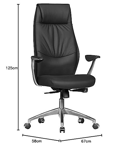 Bürostuhl aus Echtleder von FineBuy mit Synchronmechanik und 120 kg Tragfähigkeit
