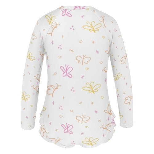 Graffiti Hearts Girls Swimsuit One Piece Rash Guard Girls' Swimwear Long Sleeve Swimsuits for Girl Size 3-12T3