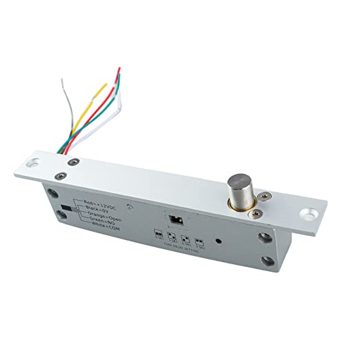 Cerradura de perno eléctrico DC 12V, 5 líneas Cerradura de puerta de perno de caída de cerrojo estrecho con pantalla LED de retardo de tiempo para control de acceso de puerta