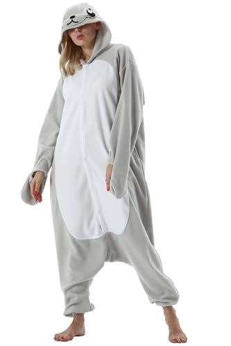 DarkCom Unisexe Adulte Cosplay Phoque Animal Onesie Kigurumi Costume Une pièce Pyjama vêtements de Nuit Combinaison XL
