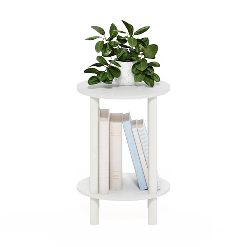Furinno Turn-N-Tube Toolless 2-Tier Round Side Table, White - image 4