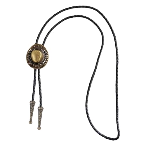 Image of Jeilwiy Bolo Tie for Men Western Cowboy Tie Necklace Gold Bolo Tie Leather Necktie Halloween Tie Accessories for Women