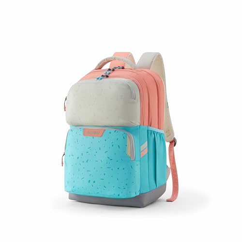 American Tourister Banger | 36 Ltrs | 3 Compartments | Bottle Pocket | Ergonomic Padded Back Panel & Shoulder Straps | School Backpack for Boys & Girls | 1 Year International Warranty | Coral/Mint