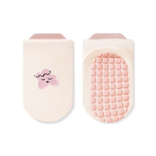 Cartoon Floor Socks with Grips for Infant Gender Neutral Prewalker Socks Spring Baby Socks Cotton Ankle Socks