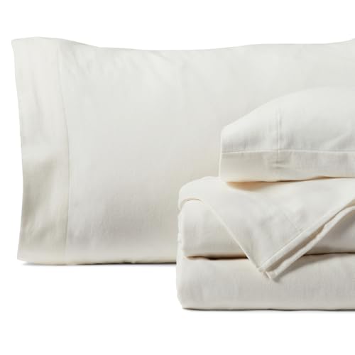 Springtree Home Luxury Portuguese Flannel Sheets | Queen Size Flannel Sheets | 100% Cotton | Ultra-Soft, Warm & Breathable Sheet Set | Deep Pocket, Durable & Cozy Winter Sheet Set | Winter White