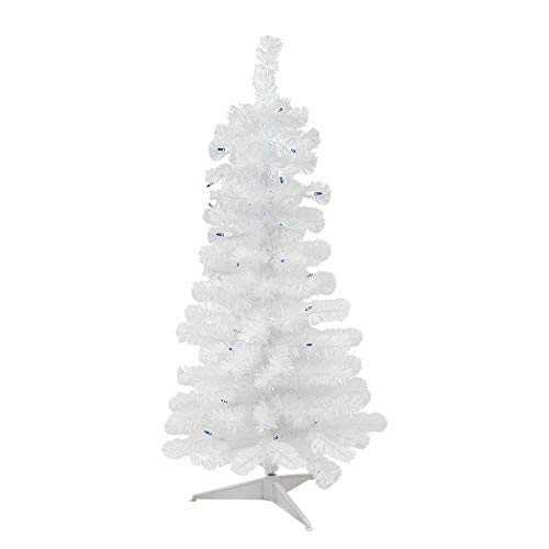 Northlight 3' Pre-Lit White Pine Slim Artificial Christmas Tree - Blue Lights