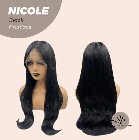 Miniatura 5 de NICOLE - Peluca de encaje frontal, pelucas largas y rizadas negras para mujer, pelucas sintéticas naturales para uso diario (pelucas de cabello