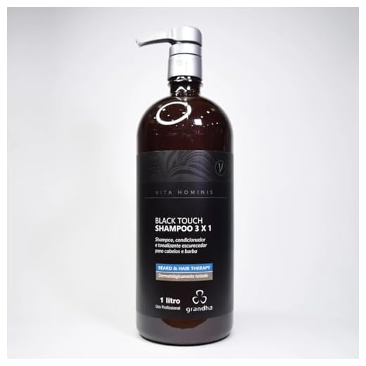 Shampoo Tonalizante Grandha Vita Hominis Black Touch 3x1 1L Eficiente Para o Escurecimento Gradual da Barba e Dos Cabelos