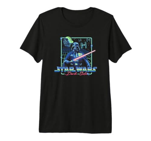 T-shirt premium Darth Vader Star Wars en coton de qualité supérieure et motif néon