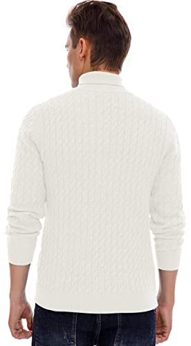Sailwind Men's Twisted Knitted Turtleneck Sweater Casual Soft Pullover Sweaters for Men US Small White4