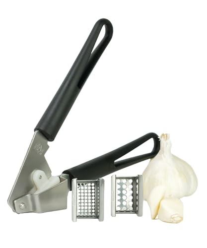Thiru Premium Knoblauchpresse - 2 Edelstahl Einsätze für feines & grobes Knoblauchhack - Ideal...