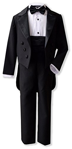 Boy's Formal Tuxedo Suit Set With Tail G208 (Black, 10) #TOP11
