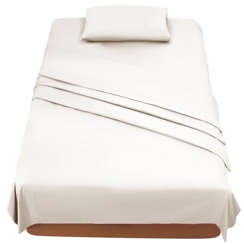 Sabanas Cama 120 - Juego Sábanas 3 Piezas - Sábanas Bajera Ajustable - Encimera - 1 Funda de Almohada 50x80 (Cama 120-120x190/200 cm, Beige)