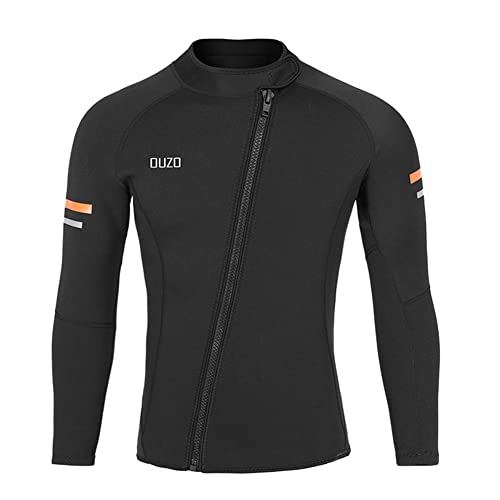 Neoprenanzug Top Herren, Neoprenjacke Langarm Surfen Schwimmen Frontreißverschluss Warmes Surfen, Schnorcheln, alle Wassersportarten, Kaltwassertauchen,L