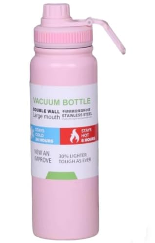 Image of Insulated Stainless Steel Water Bottle with Leakproof Lid | Double Wall Vacuum Flask | Keeps Cold 24 Hrs & Hot 12 Hrs | BPA-Free Wide Mouth Sports & Travel Water Bottle (Pink)