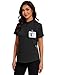 Tisfeer Scrubs for Woman Short Sleeve Black Scrubs Top Button Down Mandarin Collar Scrub Shirts with 4 Pockets, S
