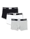 Calvin Klein Herren 3er Pack Boxershorts Trunks Baumwolle mit Stretch, Mehrfarbig (Black/White/Grey Heather), M