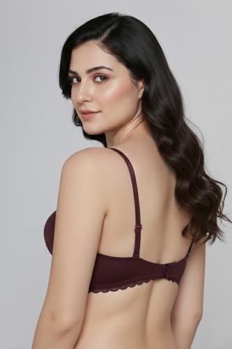 Image of Zivame Padded Plunge Wired Medium Coverage Tshirt Bra-Silver Bullet