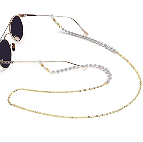 Schwarze Perlen-Brillenband-Lesebrillen-Hängekette Sonnenbrillen-Brillenhalter-Halsschnur-Brillenschlupf-Metallkette (Color : C, Size : Length-70CM)