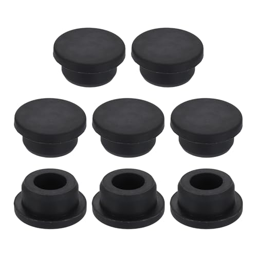 Image of uxcell 8Pcs Silicone Hole Plug, Waterproof Round Rubber Stoppers Bottle Seal Plugs Tube Pipe End Caps for 23mm /0.91 inch Hole for Bathtub Bottle, Black