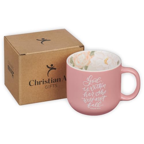 Taza de cerámica 14 oz con versículo bíblico floral miniatura 7