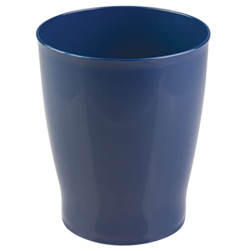 Image of mDesign Round Plastic Bathroom Garbage Can, 1.25 Gallon Wastebasket, Garbage Bin, Trash Can for Bathroom, Bedroom, and Kids Room - Small Trash Can - Fyfe Collection - Navy Blue