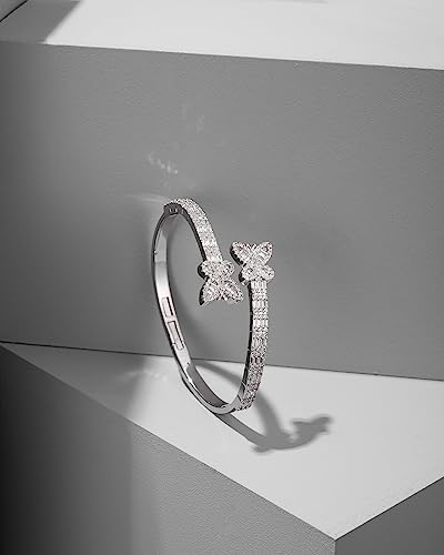 Lulu Mel Iced Out Baguette Diamond Bracelet Jewelry For Women, Hip Hop Mens 14K Gold Silver Plated Cubic Zirconia Bangle Bracelet, Men Heart Cuff Bracelet With Jewelry Box thumb #5