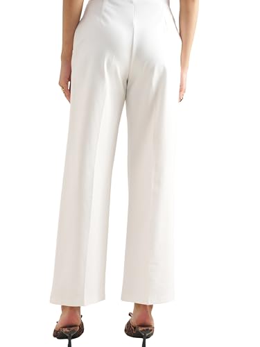 Image of Tokyo Talkies Wide Leg Relaxed fit Korean Pants |Ultra Soft|High Rise Pleated Trousers |Workwear|Formal All Day wear