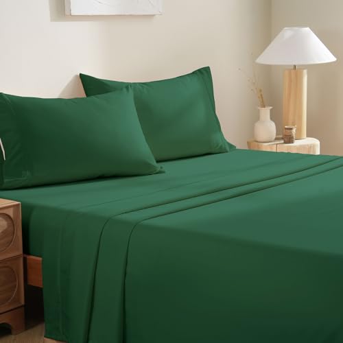 4 Piece King Size Sheets Set, Breathable & Cooling King Sheets-Forest Green - image 1