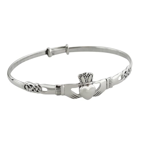 FashionJunkie4Life 925 Sterling Silver Irish Claddagh Celtic Knot Bangle Bracelet