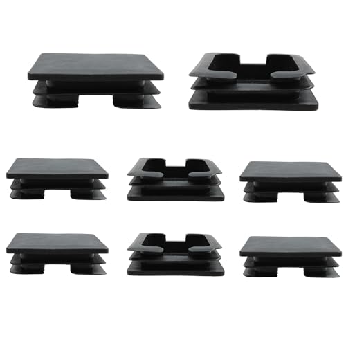 Image of 8PCS 3Inch /75mm Square Plastic Hole Plug, Black Furniture Finishing Sliders, Square Pipe Tubing End Cap