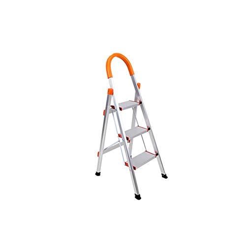 QFF 3-Stufen-Leiter hat orange Geländer, Aluminium-Legierung Technik Leiter faltbare Haushalt Innenstehleiter (45 * 125CM) falten (Size : 45 * 125CM)