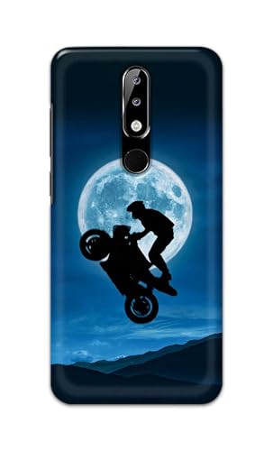 Image of Printed Hard Back Cover for Nokia 5.1 Plus | Nokia 5.1+ Back Cover (Biker On Moon) -190724(DP)