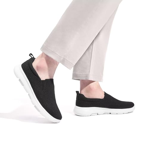 TIOSEBON Men's Slip on Loafer Shoes Comfortable Mesh Casual Walking Sneakers Black 9 US3