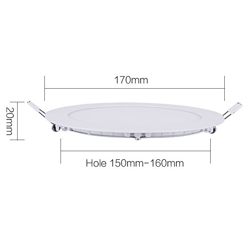 BRILLIHOOD 12W 6-inch Ultra-Thin Round LED Recessed Ceiling Panel Down Light with Driver, 1,000 Lumens, 80W Incandescent Equivalent, Home, Office, Commercial Lighting - Pack of 10, 6000K Cool White by BRILLIHOOD - Image 4