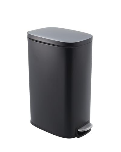 Caneca de basura estrecha de 13 galones en acero inoxidable negra miniatura 2