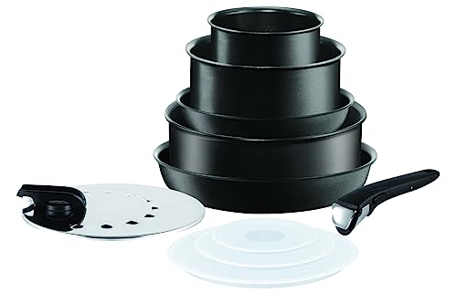 Tefal L76491 Ingenio Ultimate köksredskap i 10 delar | stapelbar | non-stick tätning | lämplig för induktion | termisk signal temperaturindikator | svart