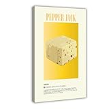 NCUDANK Poster sur toile Pepper Jack Cheese pour décoration de chambre à coucher, bureau, chambre, cadeau 20 x 30 cm