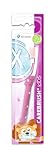 miradent Carebrush® Kids | Pink | Kinderzahnbürste | 2-6 Jahre | Schonende Reinigung der Milchzähne | Ergonomisch geformt | Rutschfester Griff mit Daumenstopp | Mit praktischer Hygiene-Schutzkappe