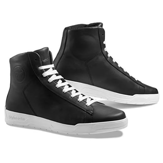 STYLMARTIN - Sneaker da moto CORE in pelle, con fodera in rete impermeabile CE, colore: nero/bianco, 42