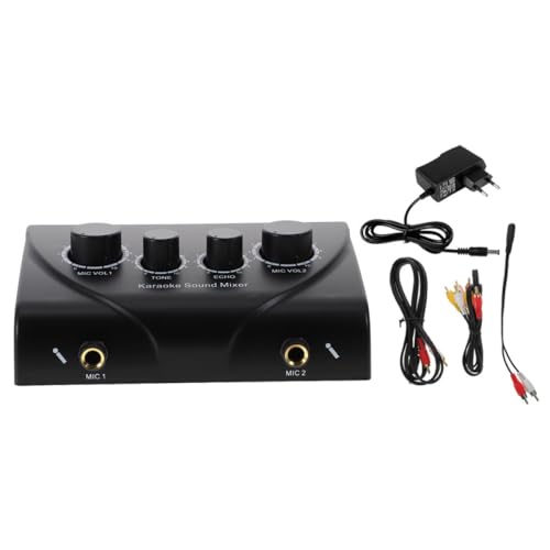 LOLIPPYY Mezclador de Audio Ktv Profesional con Entradas de Micrófono Duales con Cable Sistema Mezclador ABS Negro y Uso en Escenario Adaptador Ac220 Incluido