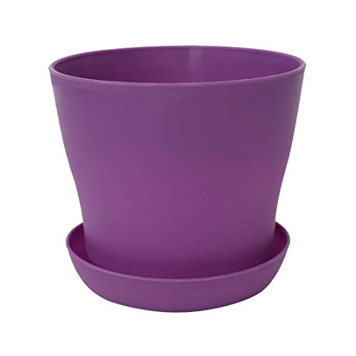 Sourcingmap Plastic Planters Indoor Flower Pot with Tray Mini Plastic Flower Seedling Pot Garden Plant Pot Home Decoration Flower Pot Purple