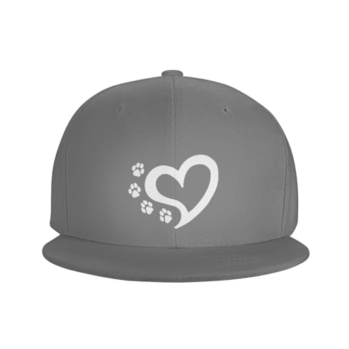 Cat Dog Paw Prints Heart Outdoor Baseball Hat Flat Hat3