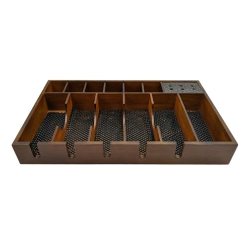 CRAFTHROU 1pieza Caja de Almacenaje para Tijeras y Cortapelos de Madera Maciza Bandeja Organizadora Vintage para Herramientas de Peluquería Resistente y Espaciosa para Salón de Belleza